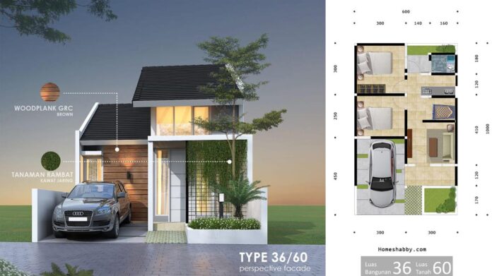 Gambar Denah Rumah Type 36 2 kamar Tidur
