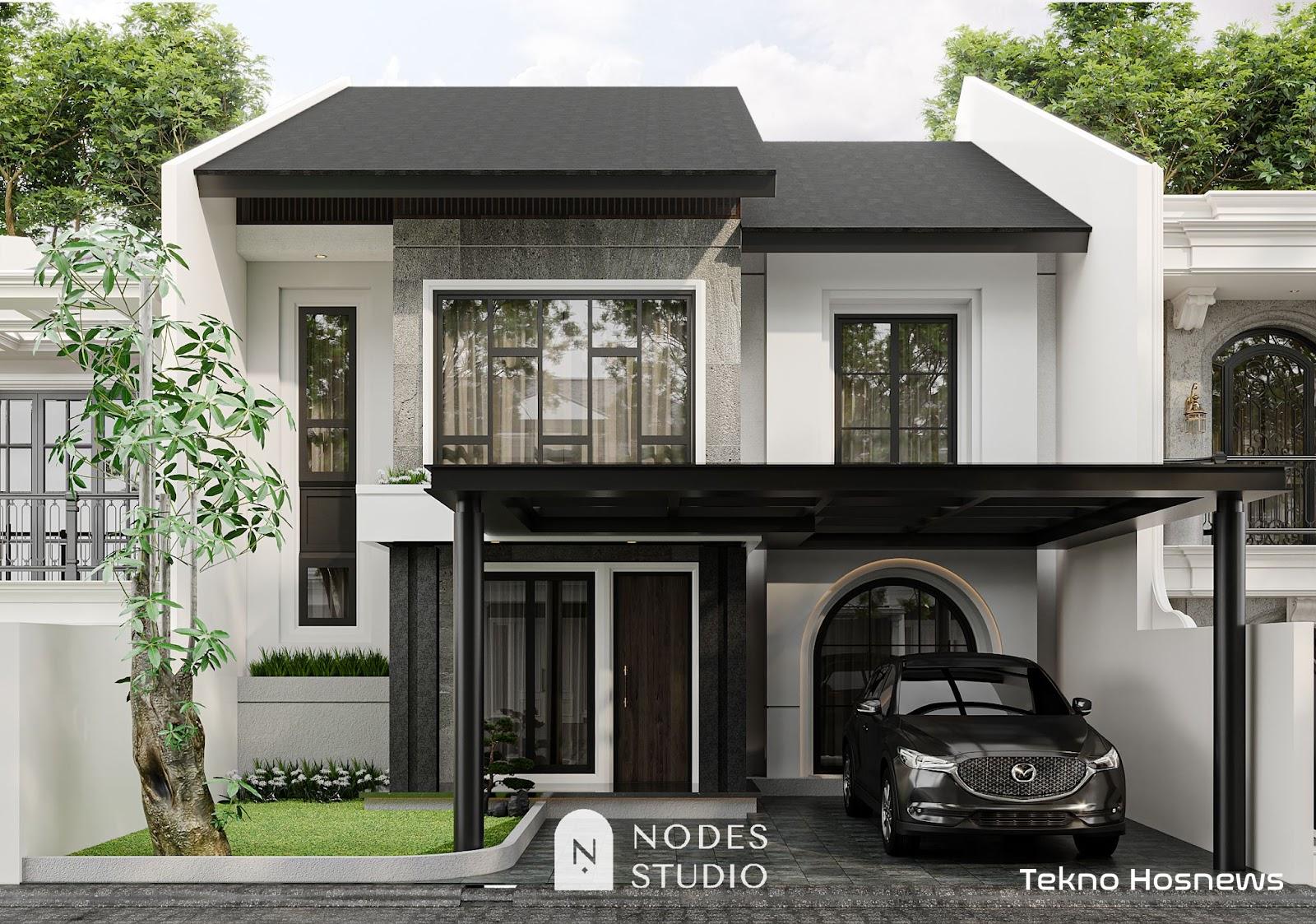 rumah dengan desain minimalis monokrom